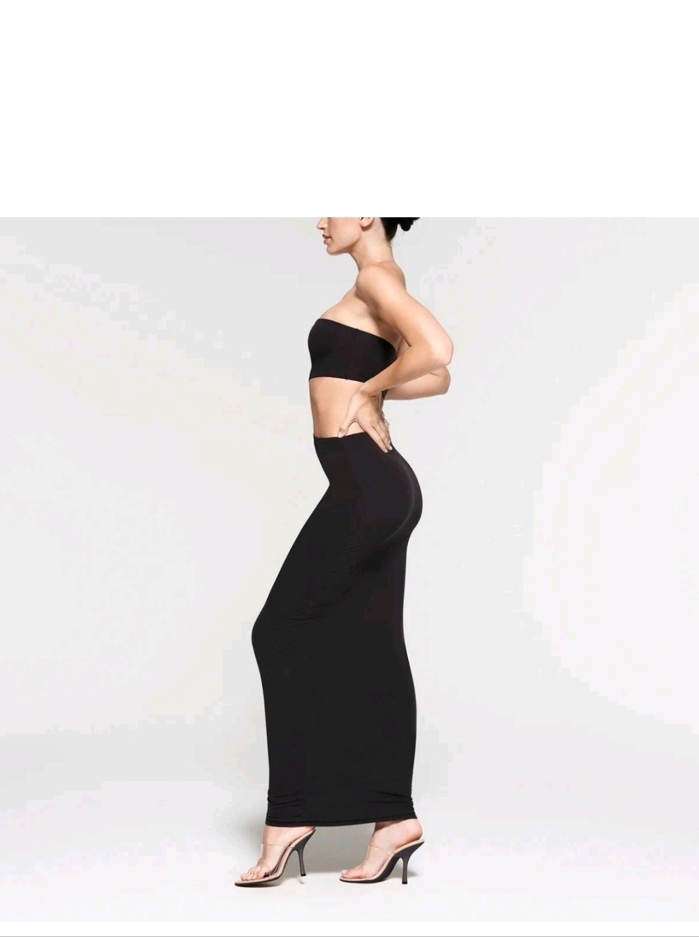 Skims Fits Everybody Cut Out Long Dress Strapless Maxi Onyx XL NWT
